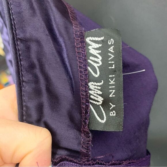 Zum Zum Purple Velvet Detail Criss Cross Open Back Prom Dress Gown size 11 / 12 - Picture 6 of 10